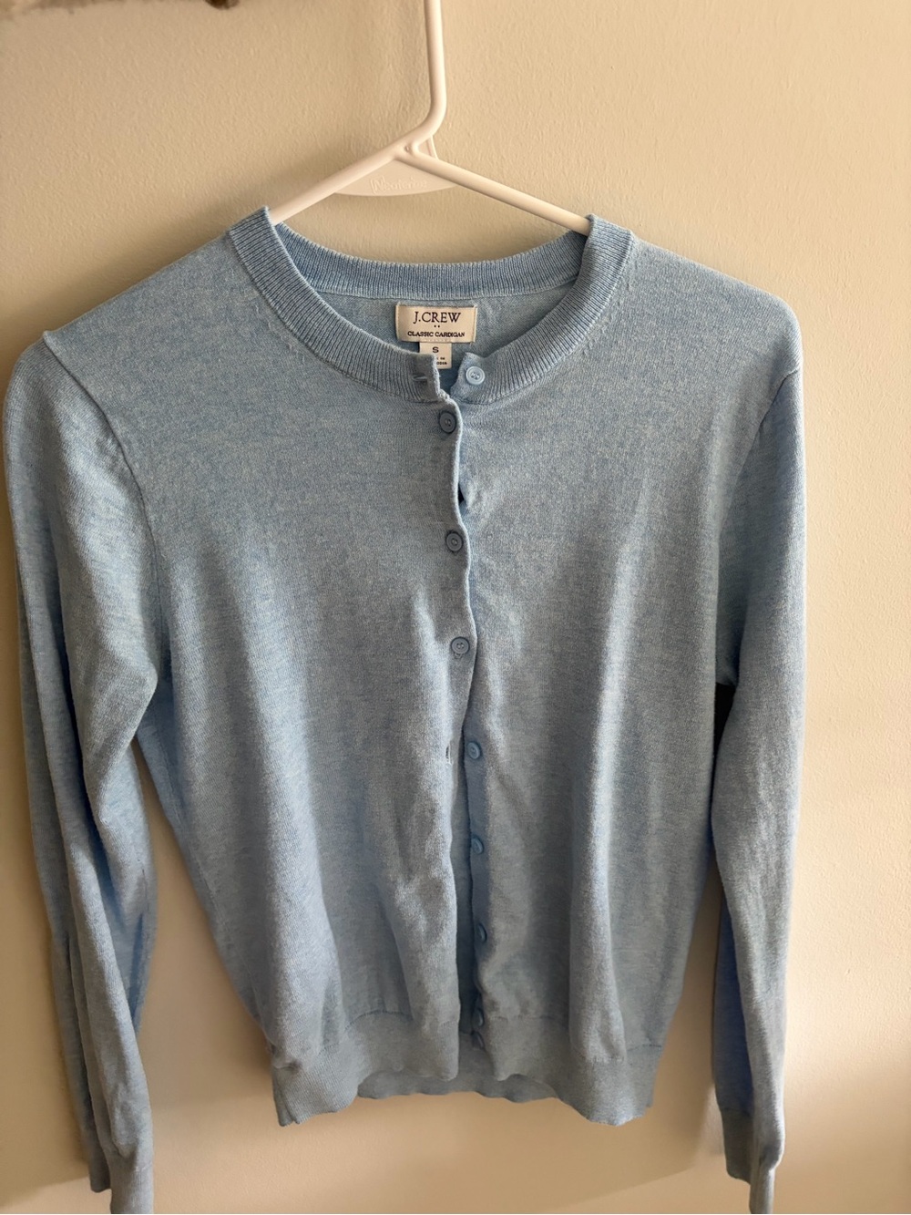 J. Crew Men's Pale Blue Button-Front Crew Cardigan
